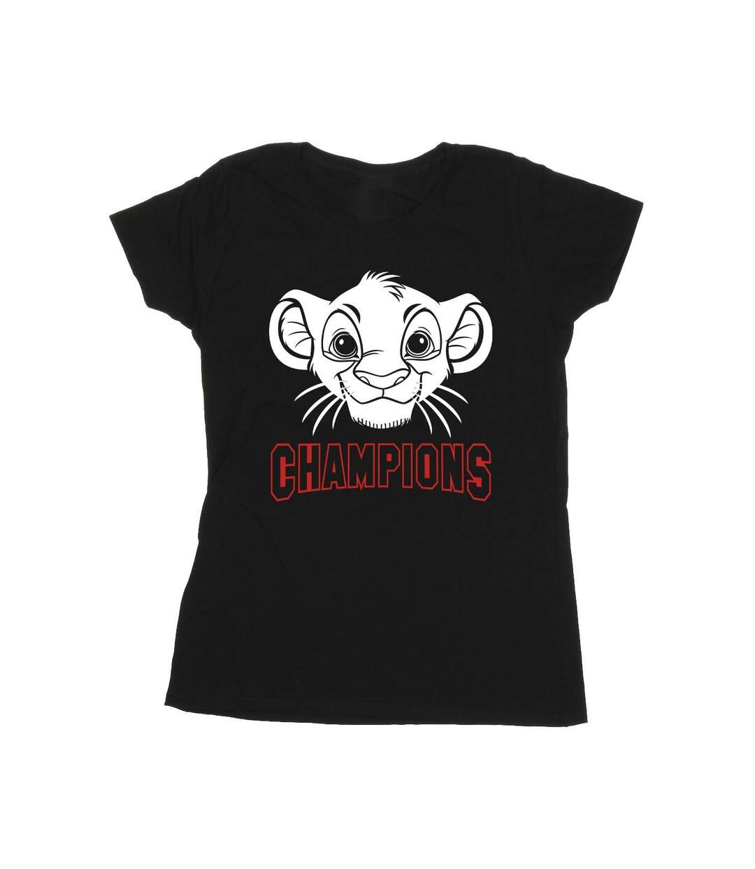 Disney Femmes/Les femmes Le Roi Lion Simba Face Champion Cotton T-Shirt (Noir) - UTBI25242-1