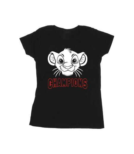 Disney Femmes/Les femmes Le Roi Lion Simba Face Champion Cotton T-Shirt (Noir) - UTBI25242