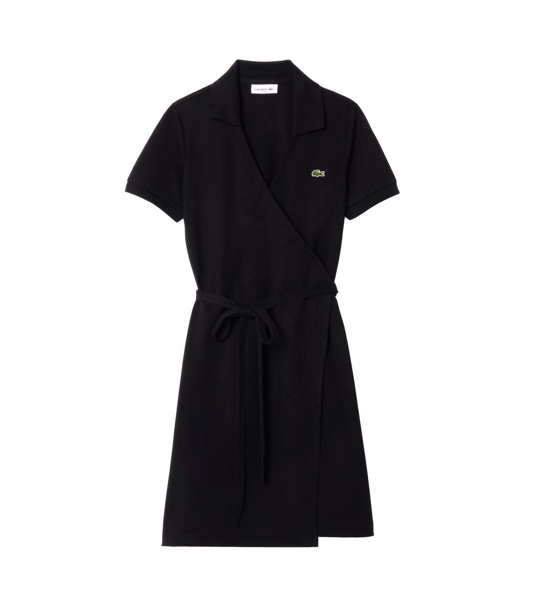 Robe Portefeuille Manches Courtes Femme Noir Lacoste-1