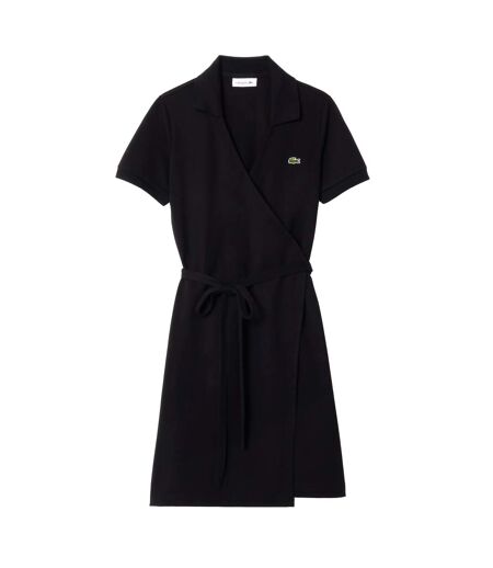 Robe Portefeuille Manches Courtes Femme Noir Lacoste