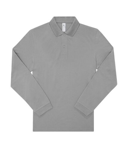 Polo manches longues- Homme - PU427 - gris sport