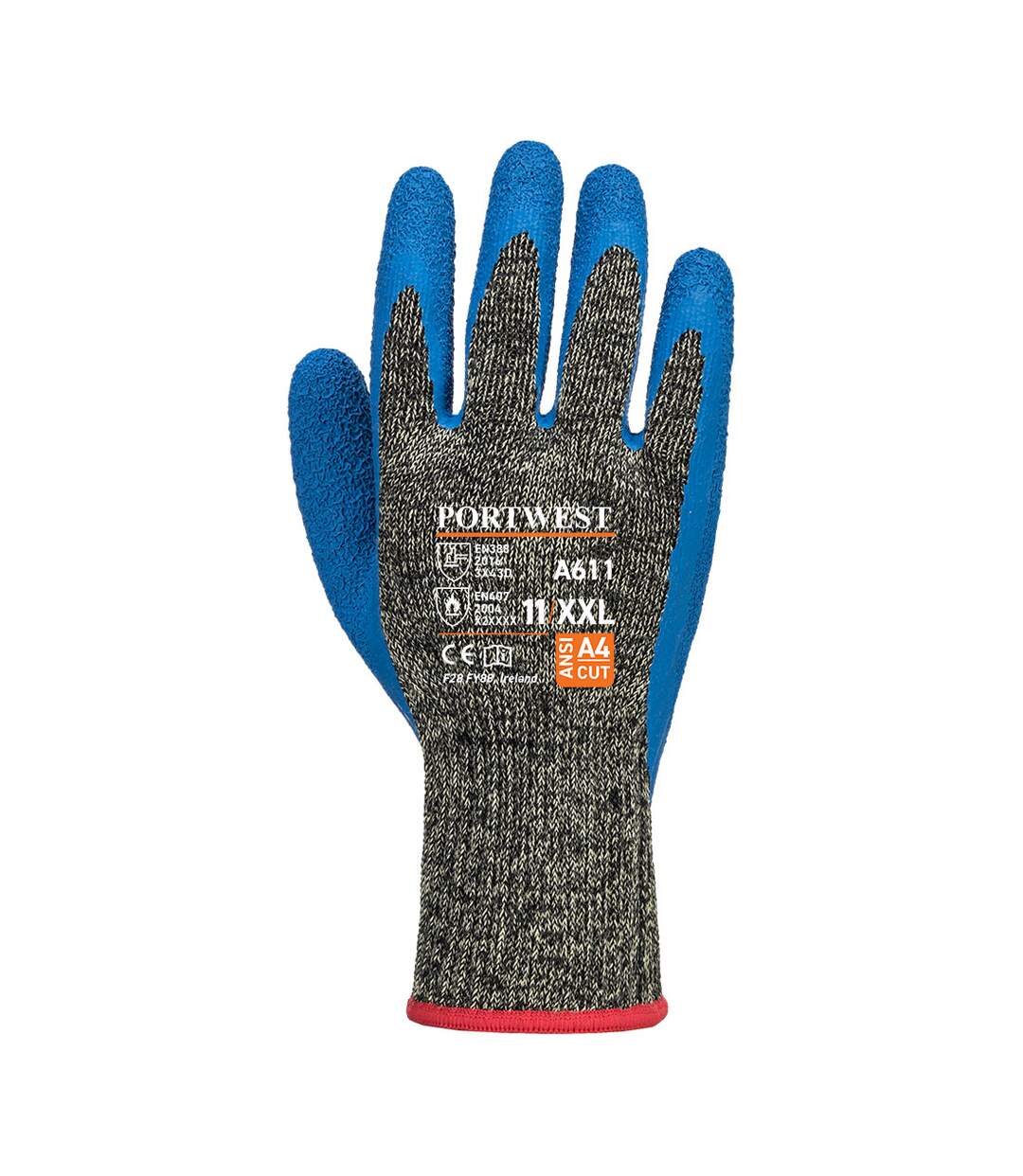 Unisex adult cut resistant liner gloves xxl black/blue Portwest-2