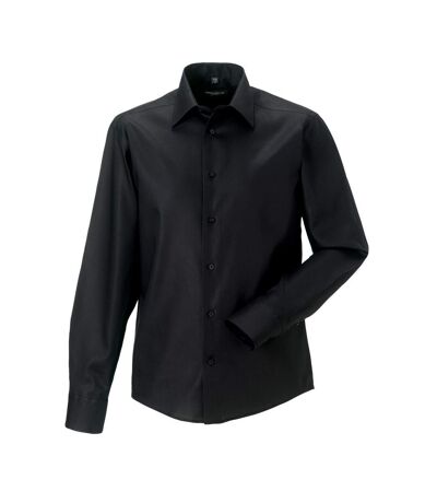Russell Mens Ultimate Non-Iron Tailored Long-Sleeved Formal Shirt (Black)