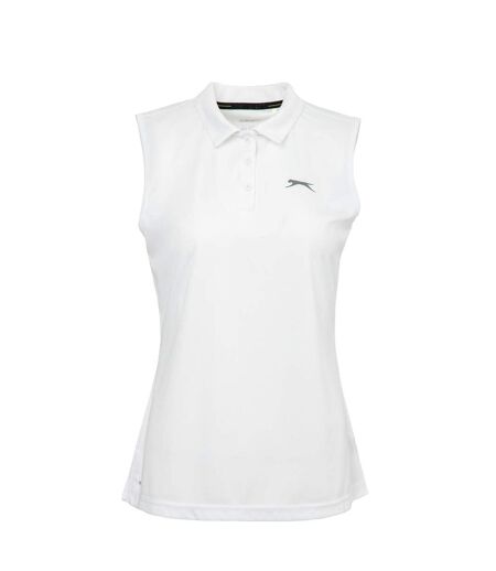 Womens/ladies Sleeveless Polo Shirt White Slazenger