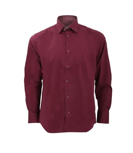 Russell Collection Mens Long Sleeve Easy Care Fitted Shirt (Port)