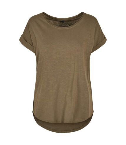 Womens/ladies long slub t-shirt olive Build Your Brand