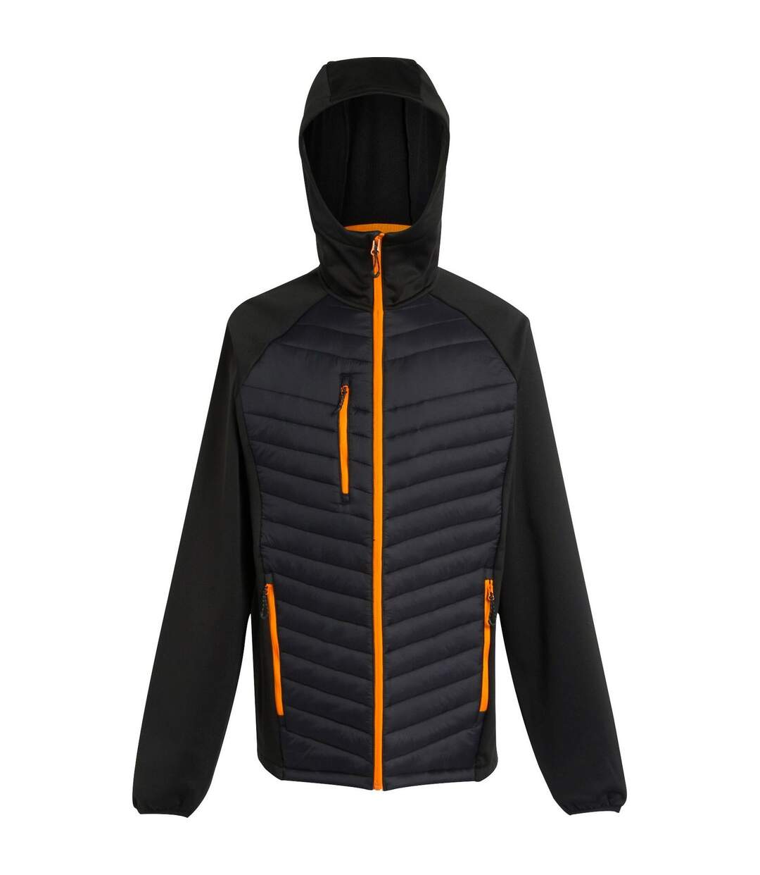 Mens Navigate Quilted Hybrid Jacket Black Orange Pop Regatta-1