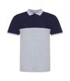 AWDis Just Polos Mens Color Block Polo Shirt (Heather Gray/Oxford Navy) - UTRW7660
