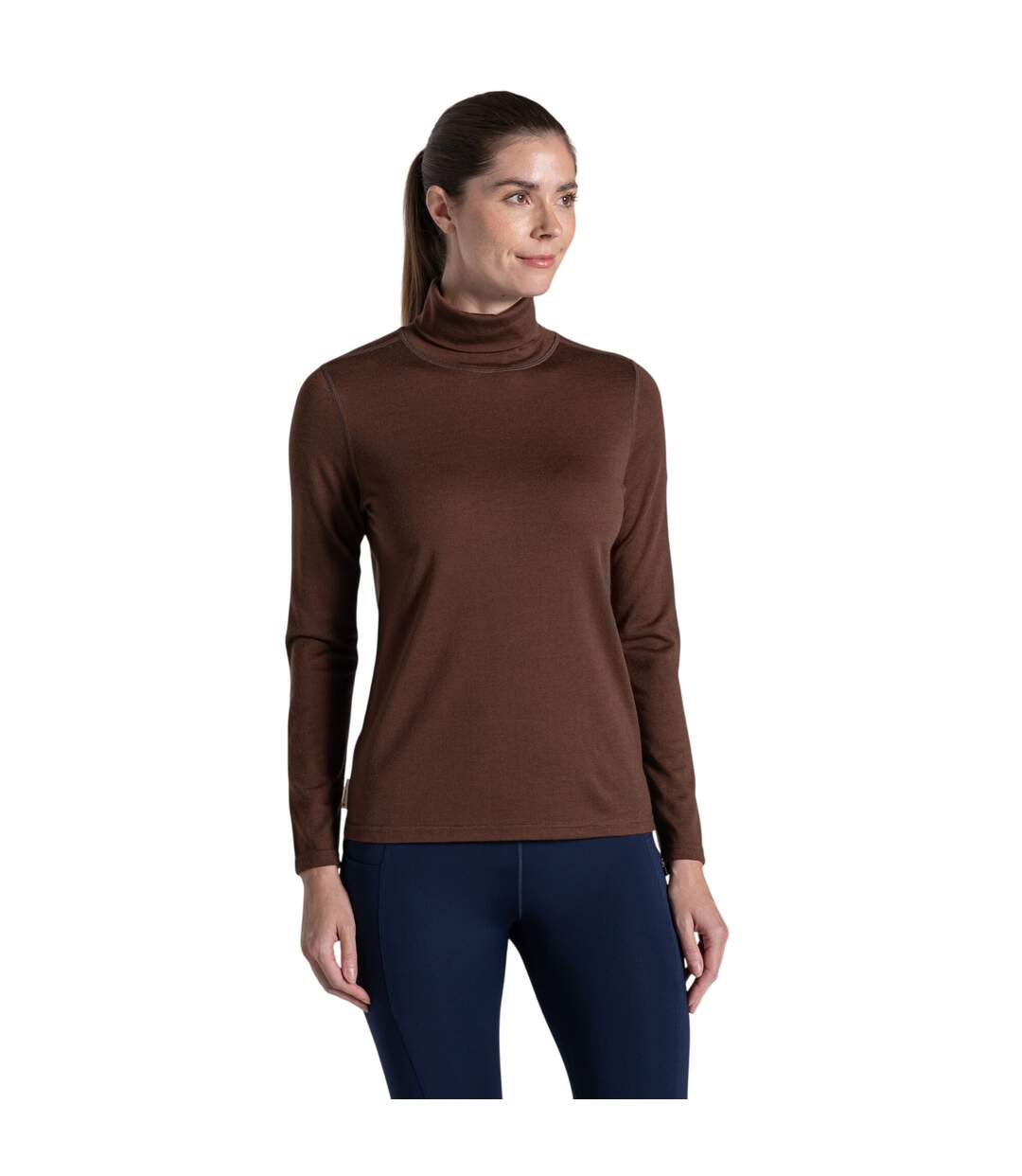 Womens/ladies Charadrion Merino Wool Long-sleeved T-shirt Dark Truffle Craghoppers-1