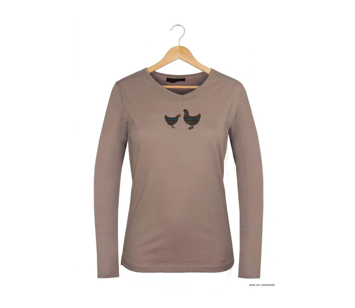 Tee-shirt MAYFLOWER NAPOLI2 beige à sérigraphie poule : confort naturel et style champêtre-2