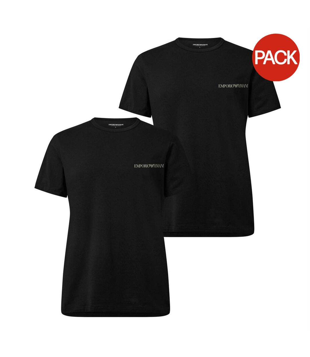 Pack Of 2  Mens Logo Crew Neck T-shirt  Black Emporio Armani EA7-1