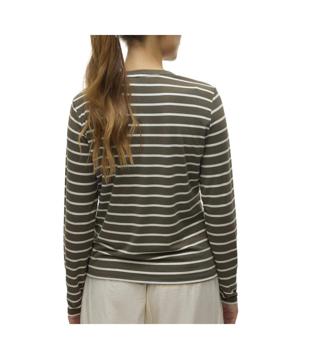 T-Shirt blanc/kaki femme vero moda clara-2