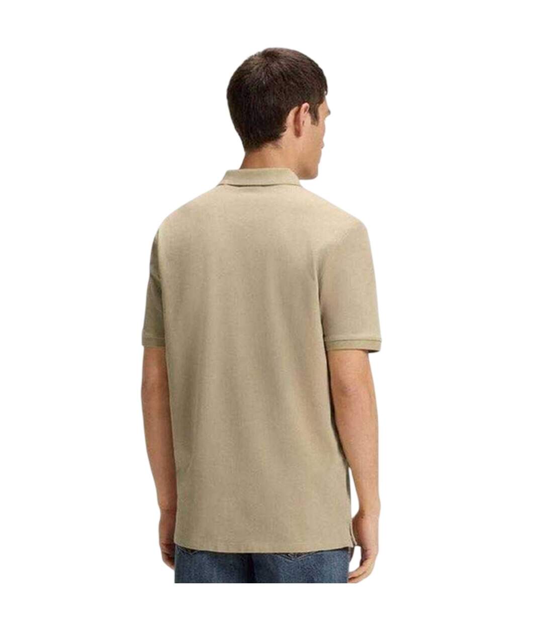 Mens Logo Pique Polo Shirt Beige Hugo-3