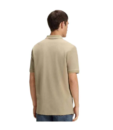Mens Logo Pique Polo Shirt Beige Hugo