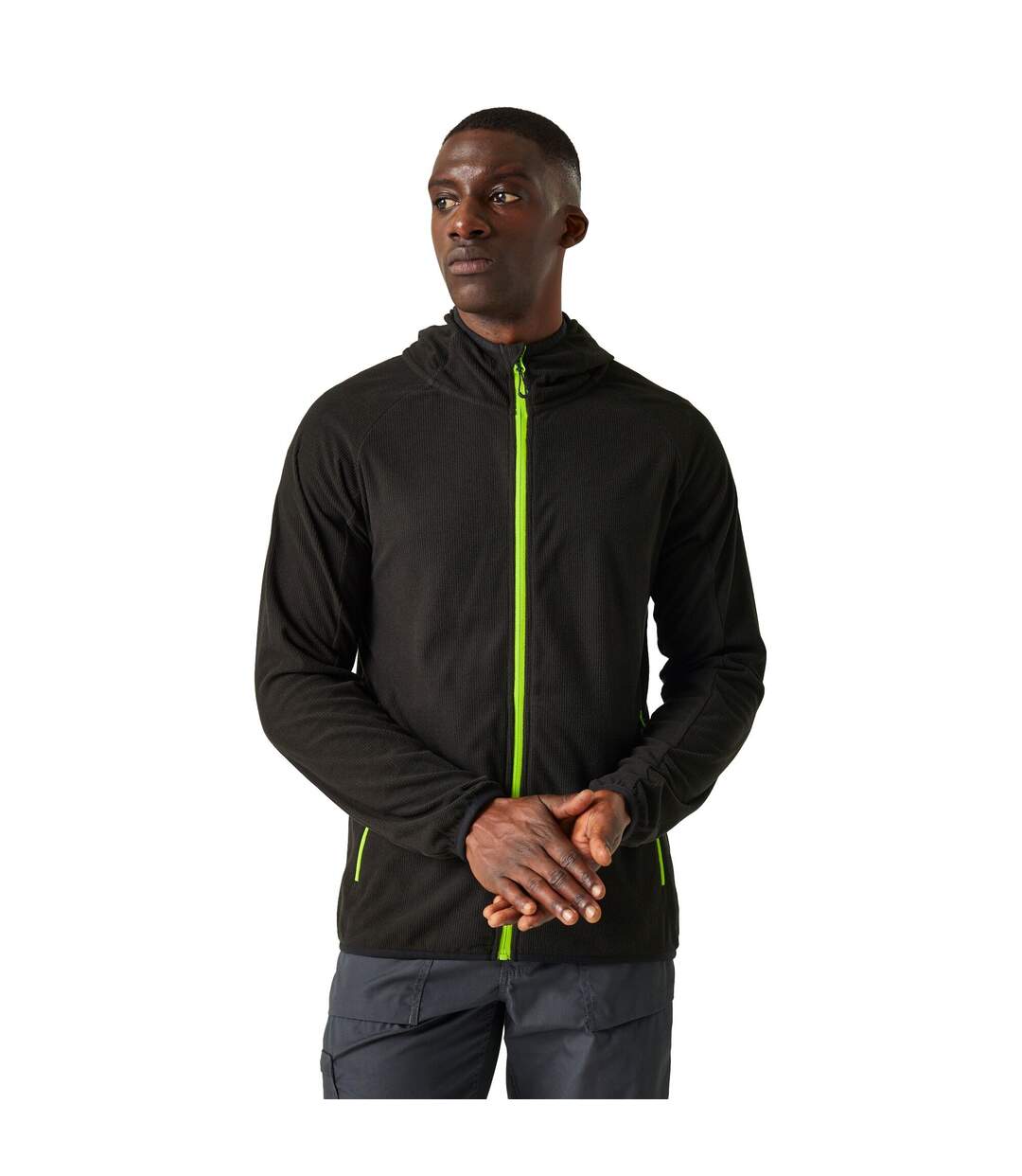 Mens navigate full zip fleece jacket black/lime green Regatta-3