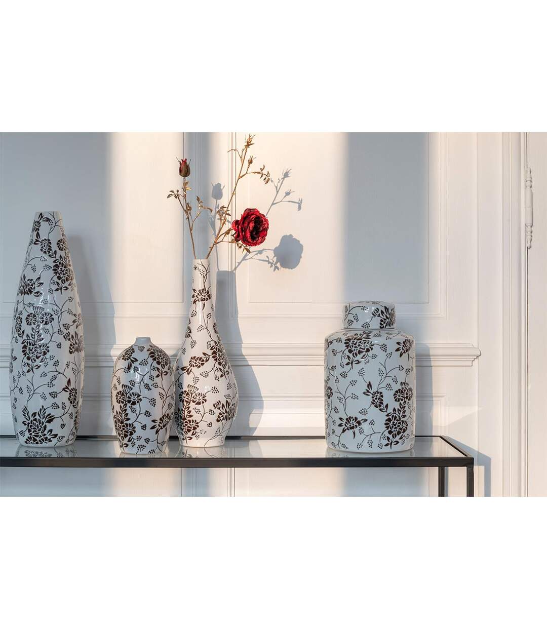 Vase Poire en Porcelaine Zen 43cm Noir & Blanc-4