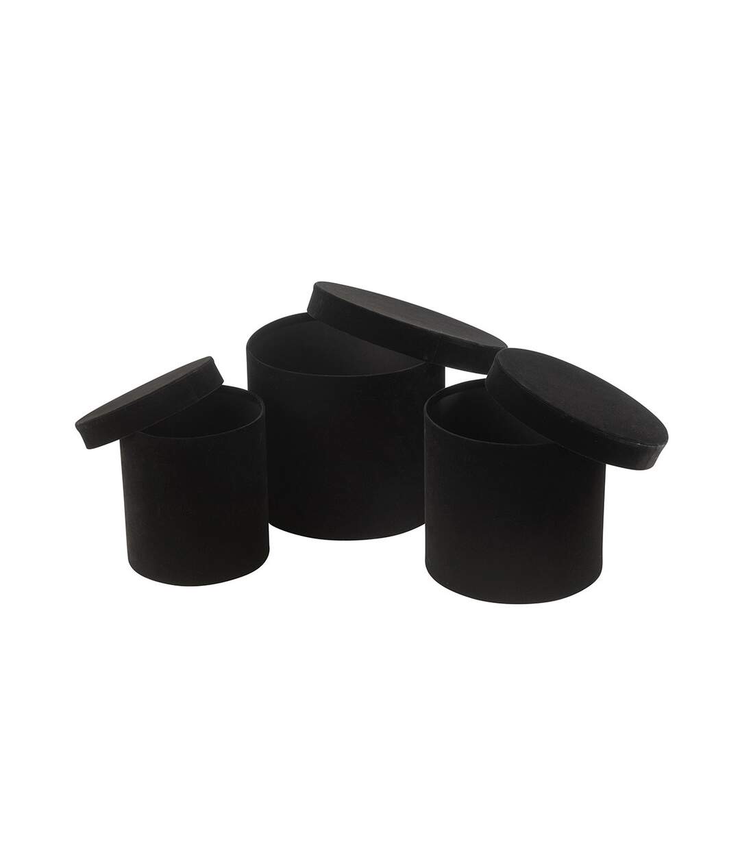 Lot de 3 Boîtes de Rangement Rondes Vaughn 27cm Noir-3