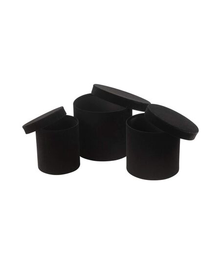Lot de 3 Boîtes de Rangement Rondes Vaughn 27cm Noir
