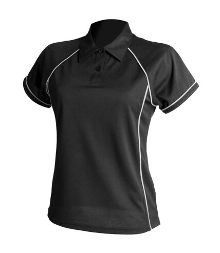 Finden & Hales Womens Coolplus Piped Sports Polo Shirt (Black/White)