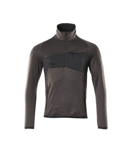Mens Advanced Plain Half Zip Fleece Top Dark Anthracite Black Mascot