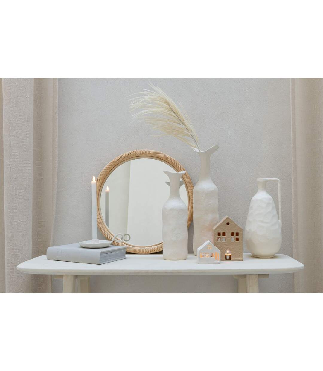 Vase Déco en Métal Agra 50cm Blanc-4