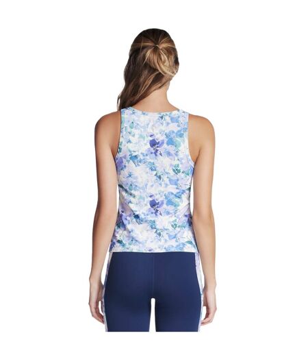 Womens/ladies Gowalk Seascape Floral Tank Top Purple Turquoise Skechers