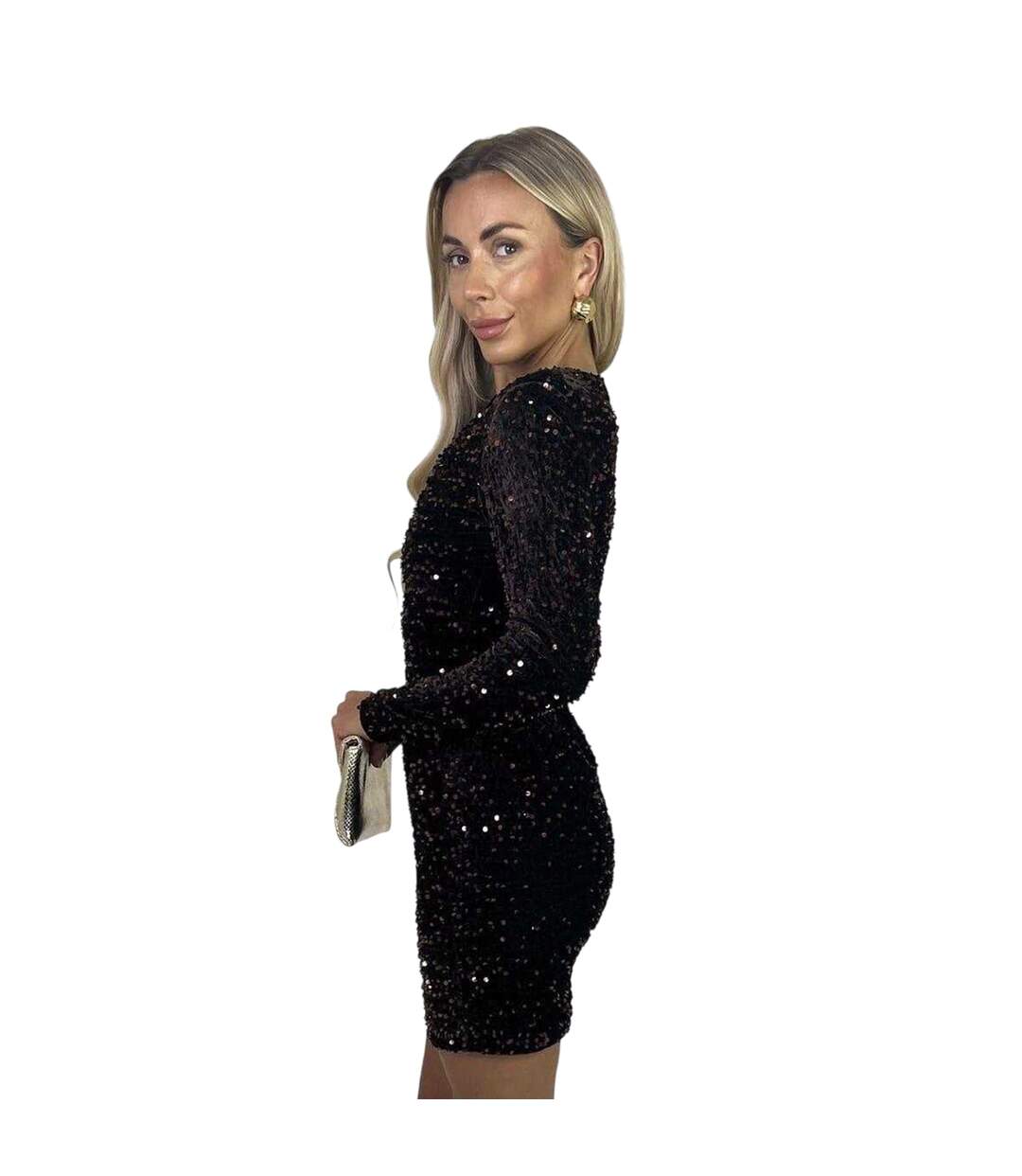Robe Courte Motif/style Paillette Femme Noir AX Paris-4