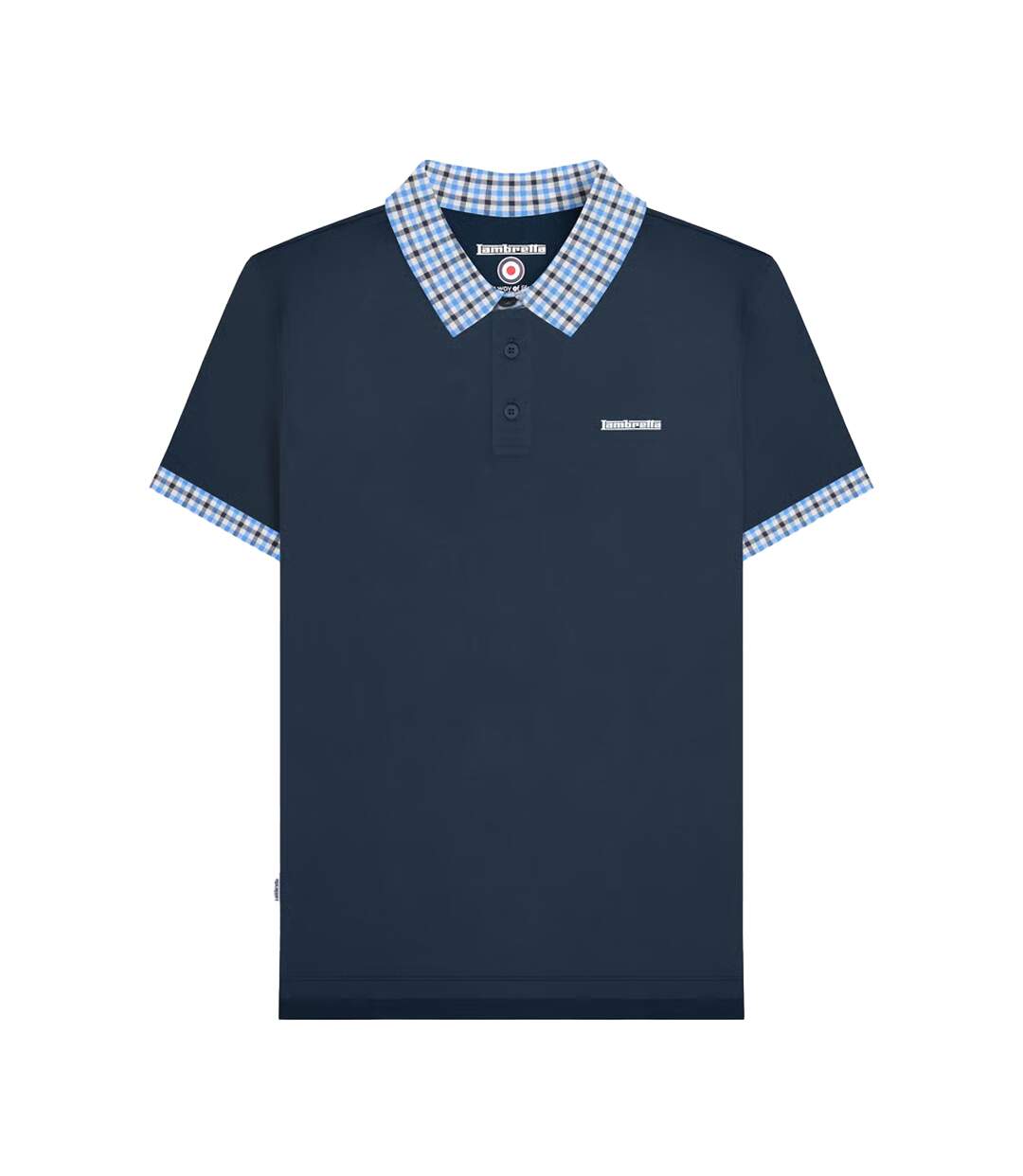 Polo Motif/style À Carreaux Homme Bleu Marine Lambretta-1