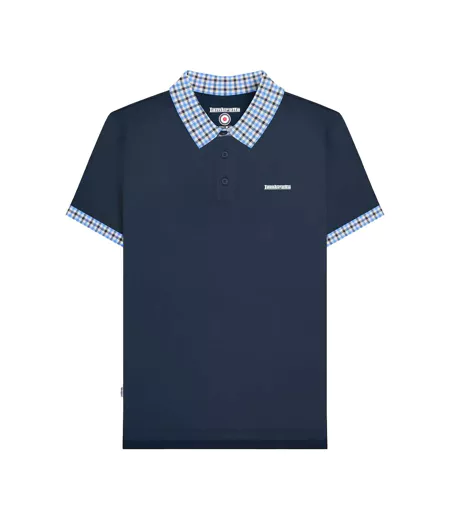 Polo Motif/style À Carreaux Homme Bleu Marine Lambretta