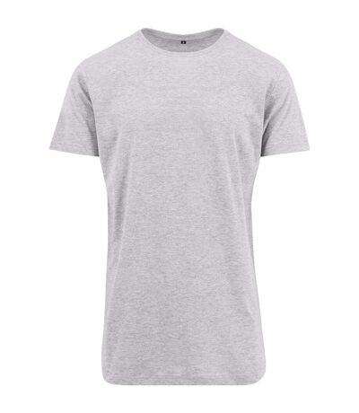 Build Your Brand Mens Shaped Long Short Sleeve T-Shirt (Heather Gray)