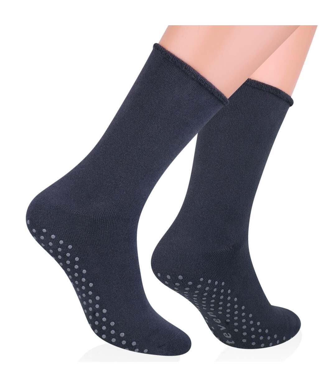 Mens Cotton Slipper Socks with Grippers-5