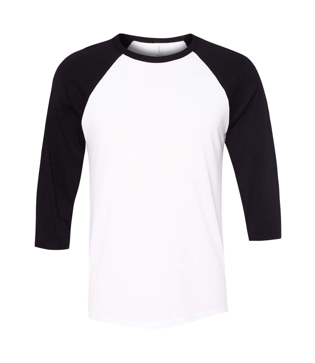 Canvas T-shirt De Baseball À Manches 3/4 Homme Blanc Noir Bella + Canvas-1