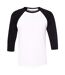 Canvas T-shirt De Baseball À Manches 3/4 Homme Blanc Noir Bella + Canvas-1