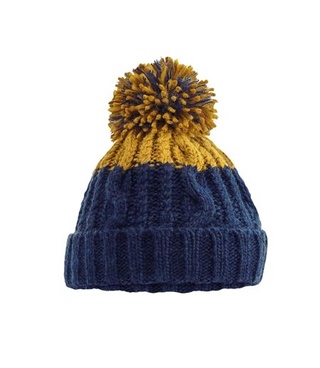 Bonnet apres adulte bleu marine oxford / moutarde Beechfield