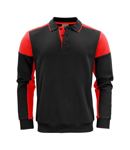 Unisex Adult Prime Two Tone Polo Sweatshirt Black Red Printer