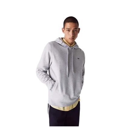 Mens Fleece Pull Over Sport Hoodie Grey Lacoste