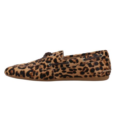 Womens/ladies Leopard Print Boat Shoes Brown Black Sperry