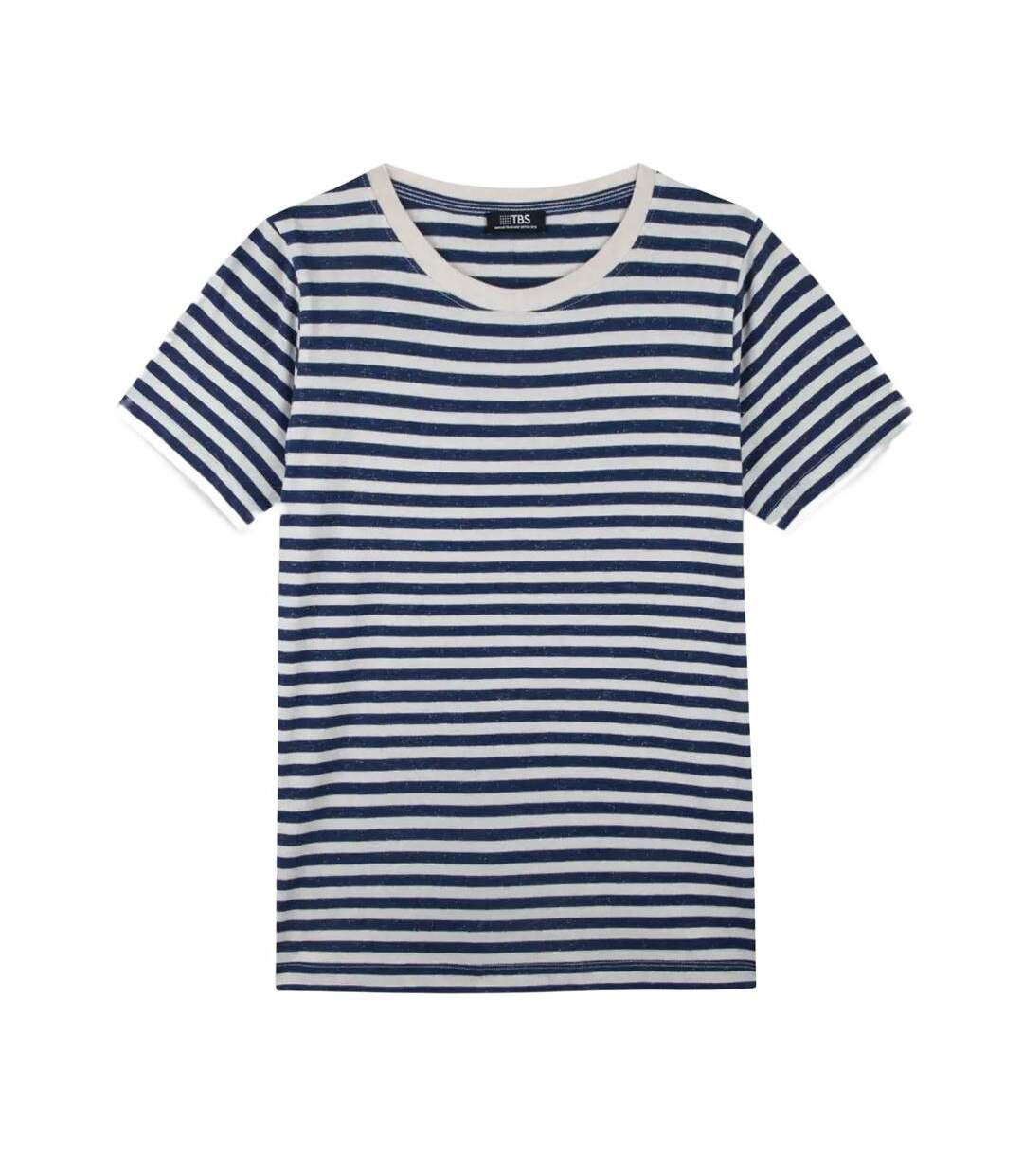 T-Shirt marine/blanc femme tbs encre-1
