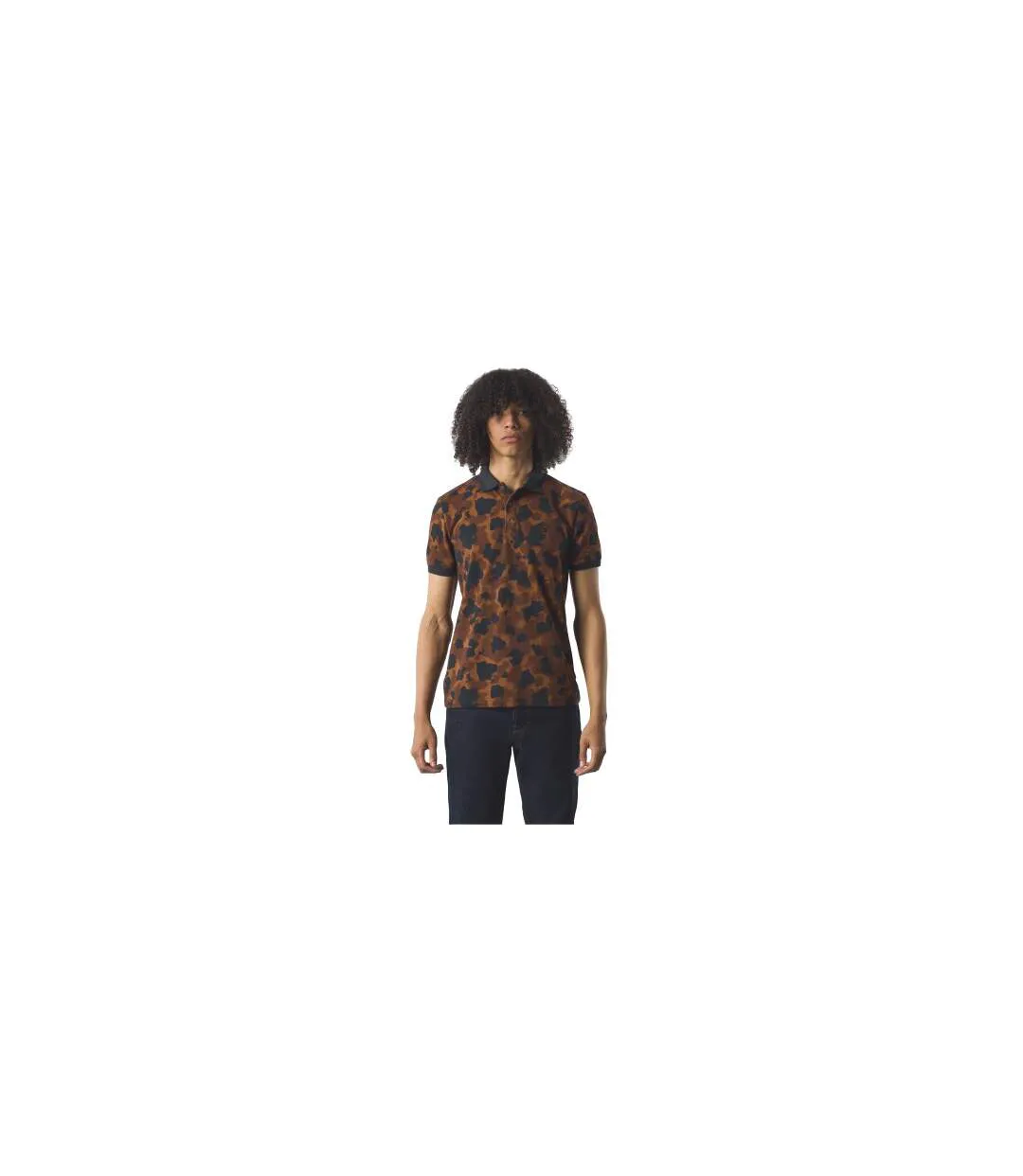 Polo Manches Courtes Motif/style Camouflage Homme Marron Pretty Green-1