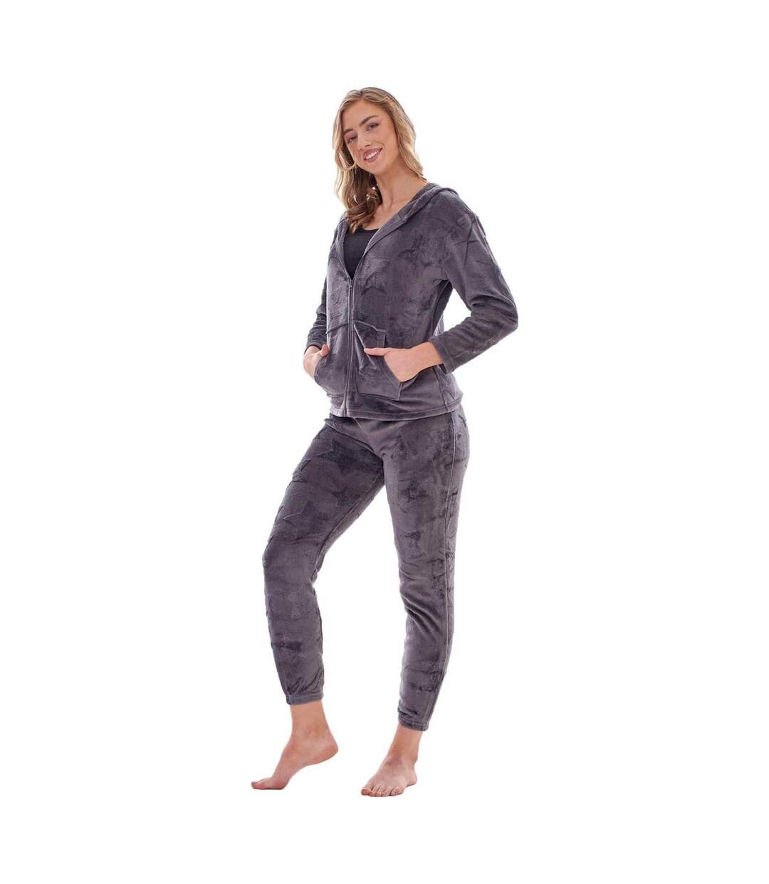 Ensemble De Pyjama Long Motif/style Étoile Femme Charbon Keanu-4