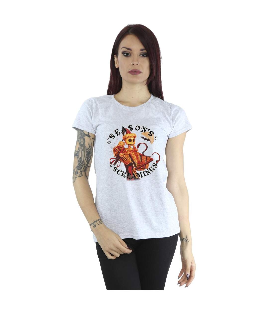 Disney T-shirt en coton Womens/Ladies The Nightmare Before Christmas Seasons Screamings (Gris sportif) - UTBI35778-2