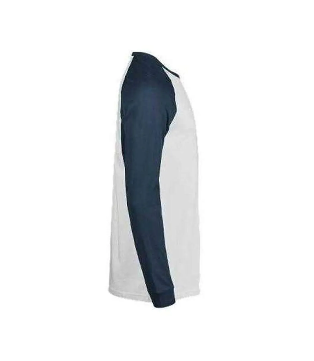 T-shirt Manches Longues Baseball Unlabeled Homme Blanc Bleu Foncé Tee Jays-4