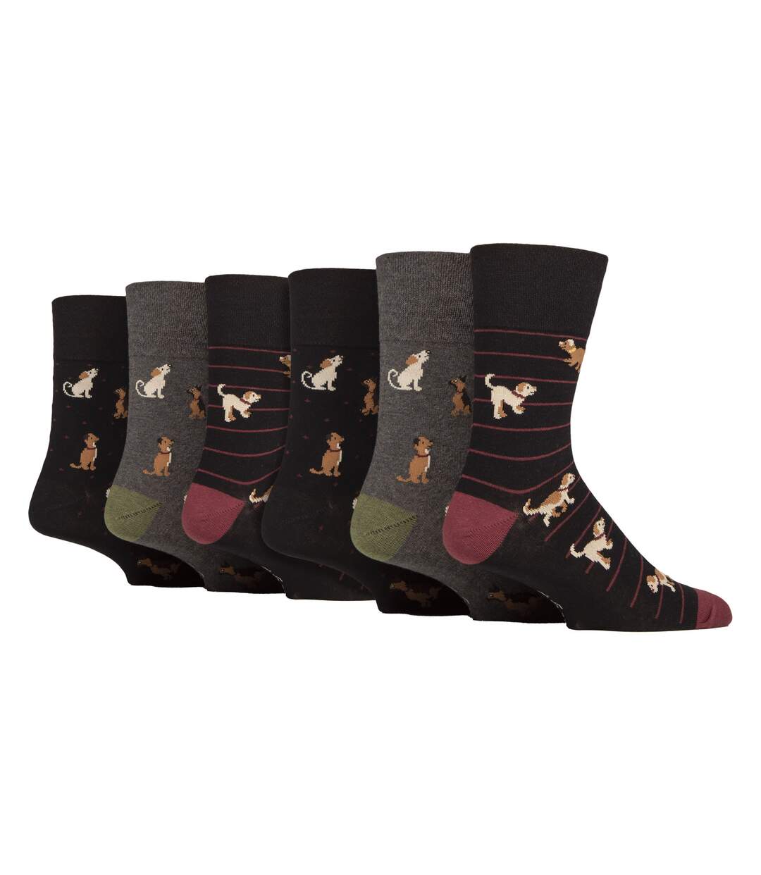 6 Pairs Mens Non Elastic Cotton Rich Novelty Patterned Socks-1
