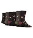 6 Pairs Mens Non Elastic Cotton Rich Novelty Patterned Socks-1
