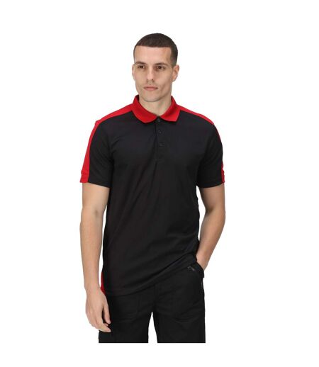Regatta Contrast Coolweave Pique Polo Shirt (Black/Classic Red) - UTPC3304