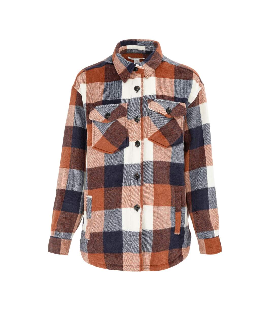 Womens/ladies Plaid Wool Shirt Brown Miso-1