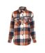 Womens/ladies Plaid Wool Shirt Brown Miso-1