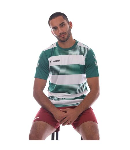 T-shirt Style Rayé Homme Vert Blanc Hummel