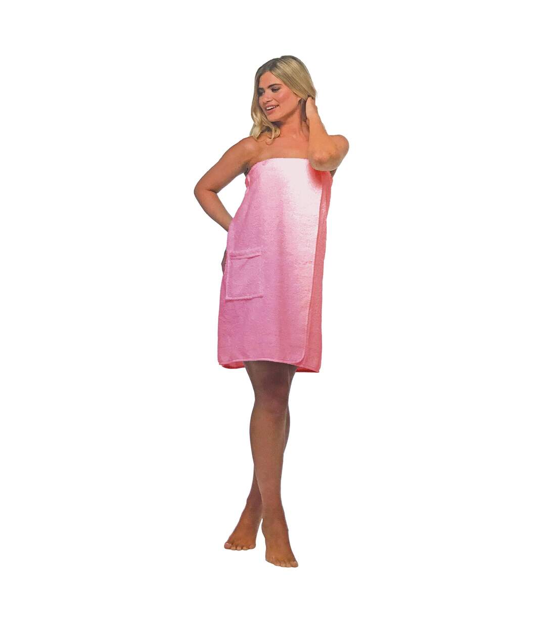Ladies 100% Cotton Terry Cloth Spa Bath Towel Wrap with Pocket-4