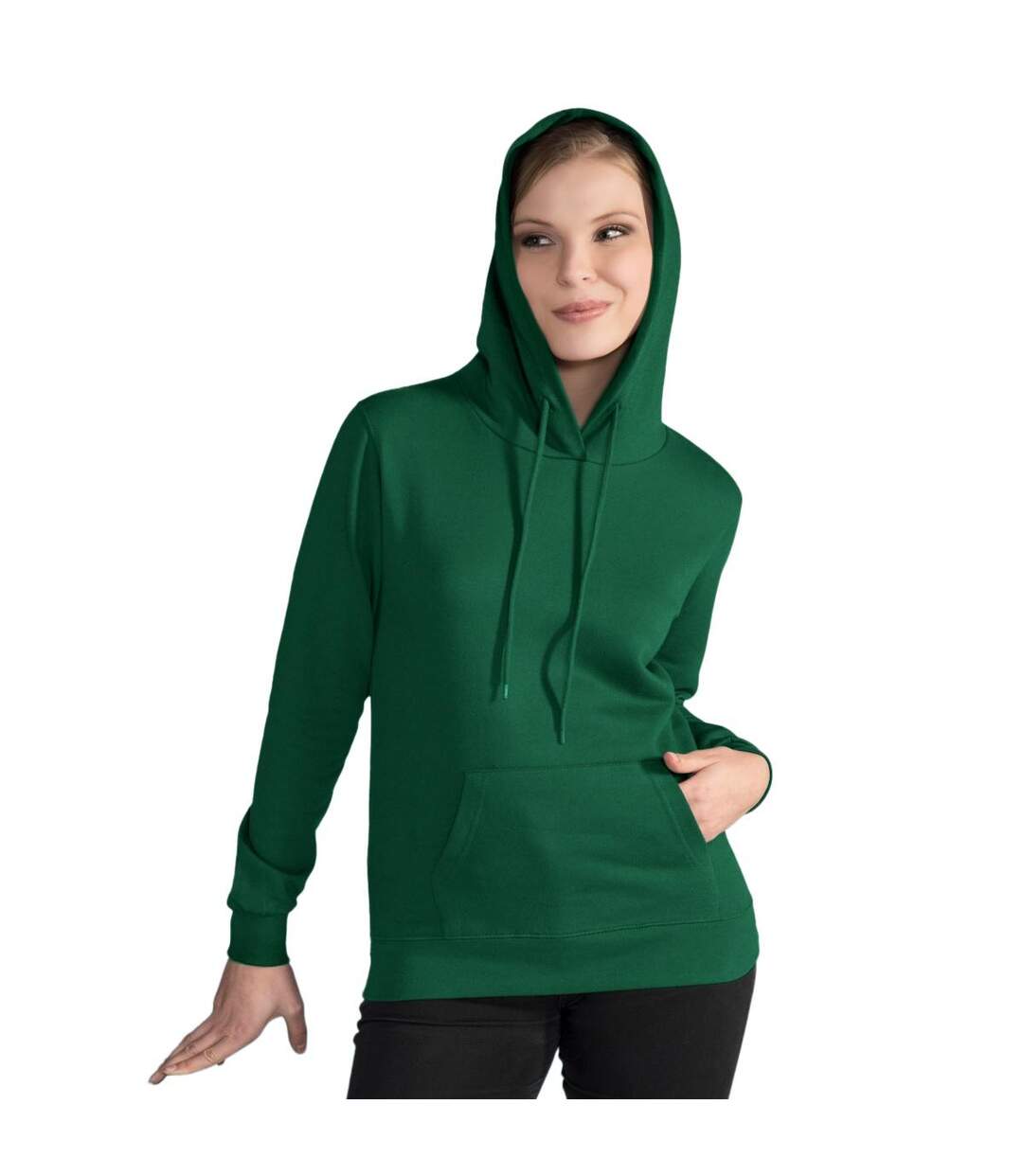 Sweatshirt Uni À Capuche Femme Vert Bouteille SG-1